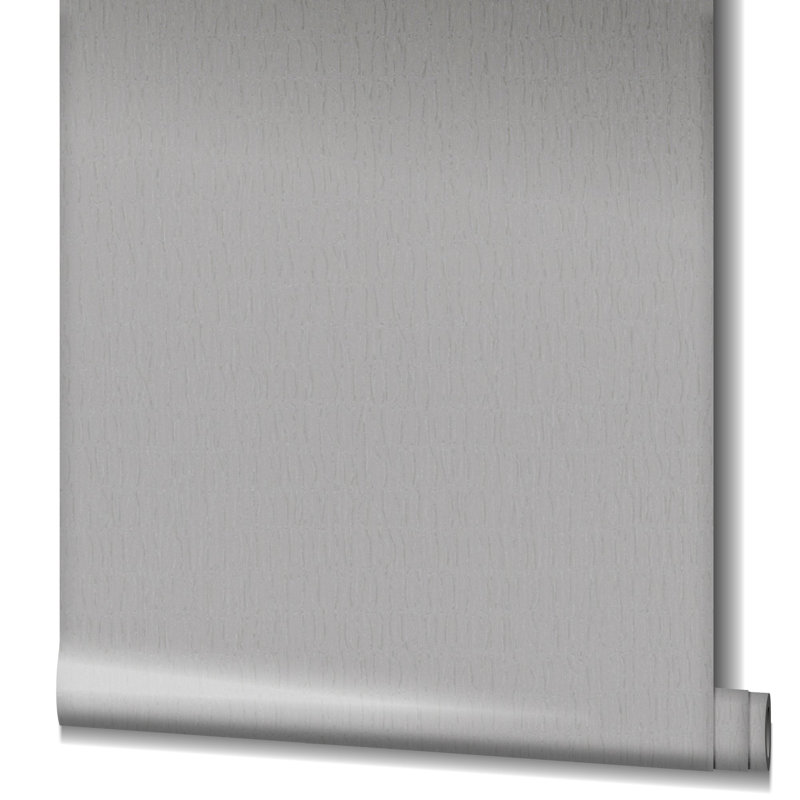 Kumano Pearlescent 3D Embossed Ruche Silk Wallpaper Roll, Silver