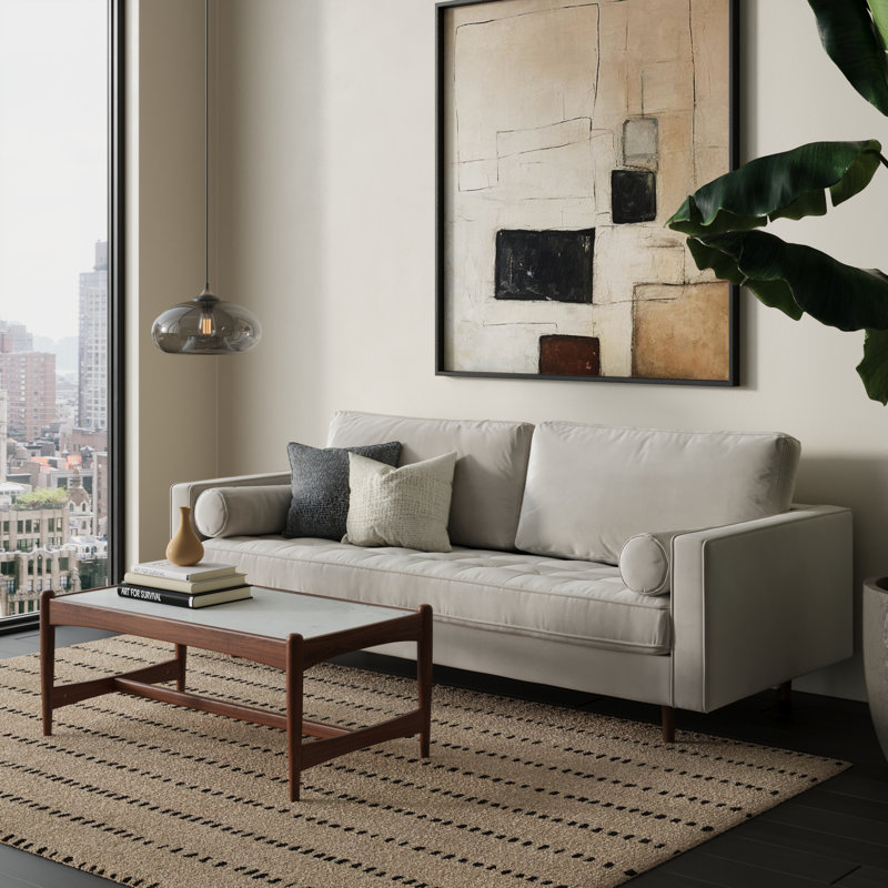 Jasmeet Genuine Marble Solid Wood Coffee Table, White