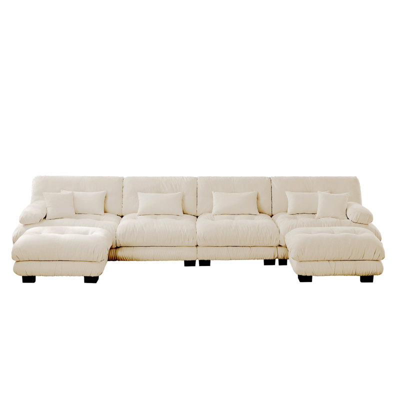 Canapé modulaire à combinaison libre, canapé en forme de U pour le salon, canapé confortable à 4 places avec 2 repose-pieds, chenille