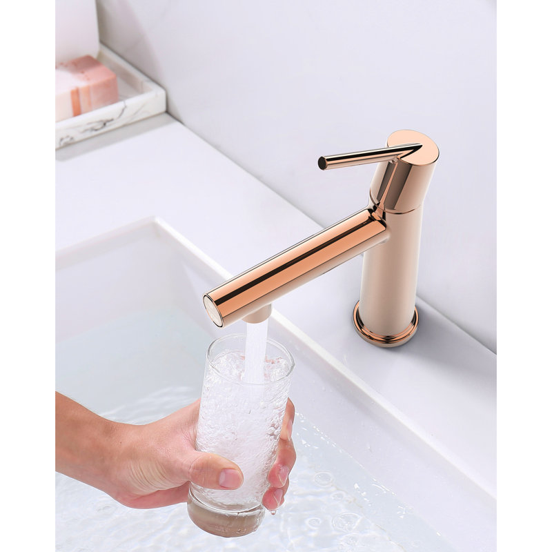 Exquisite Rose Gold Deck Mount Bathroom Tap - 1 Hole, Single Lever, Dual Flow Option, Scratch- Finish, Simple Install Method Sink Faucet Water Saving Feature, Plating, Effortless Guide