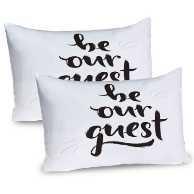 Ambesonne Be Our Guest Pillow Sham 2 Pack Calligraphic Words Art White and Charcoal Grey -  pil-2_72467_26x20