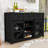 Sliding Barn Door Sideboard Buffet Cabinet with 3 Drawers, Adjustable Shelves and Metal Mesh Doors-1190635598