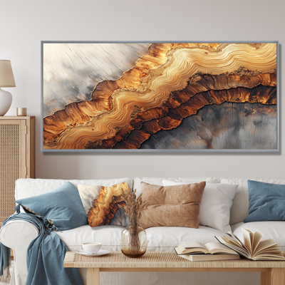 «Tiskilwa Grey Crystal Stone and Wooden River», art mural sur toile en géode de pierre