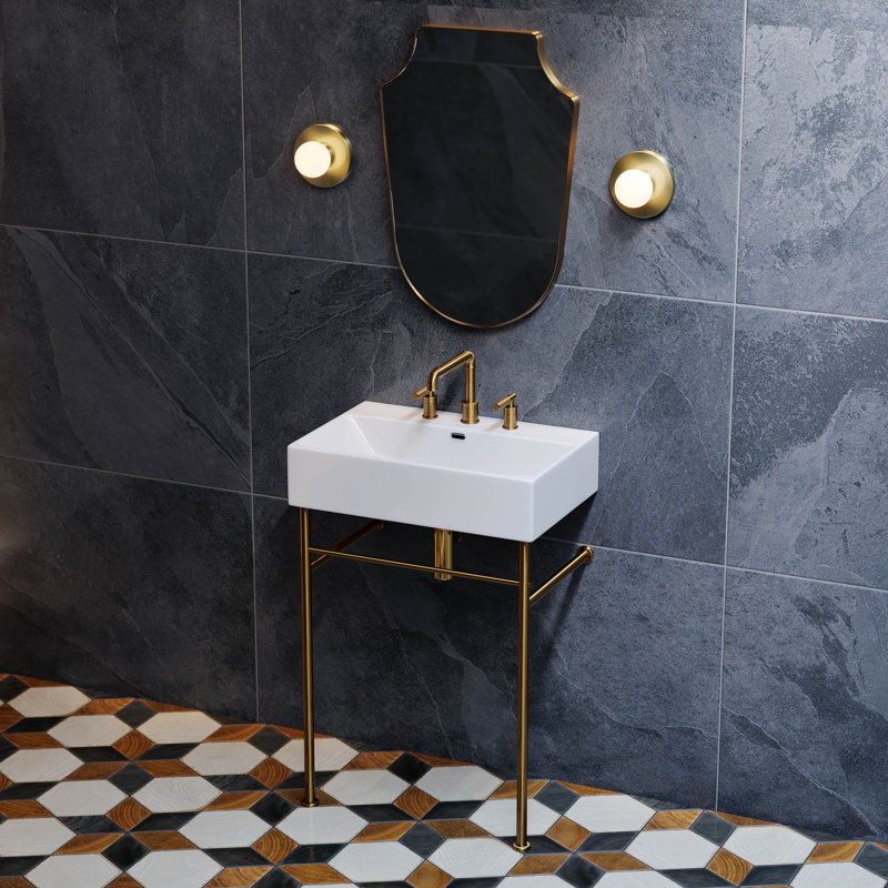 Lavabo console Claire, Blanc / doré