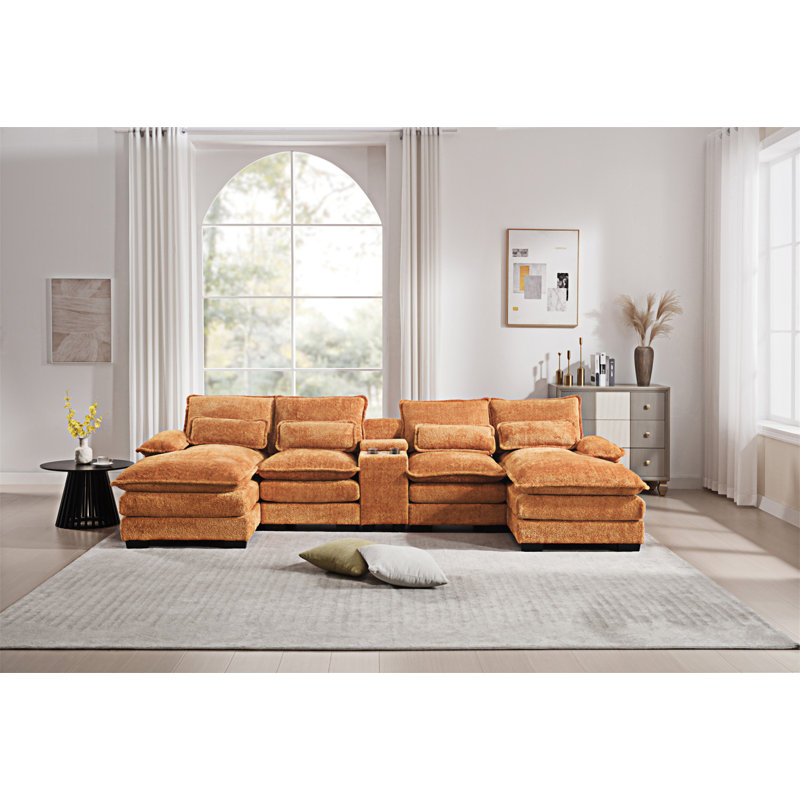 Modern U-Shaped Sofa With Console