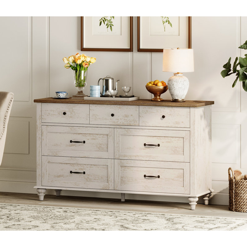 Commode 7 pièces Scarlett, Blanc antique