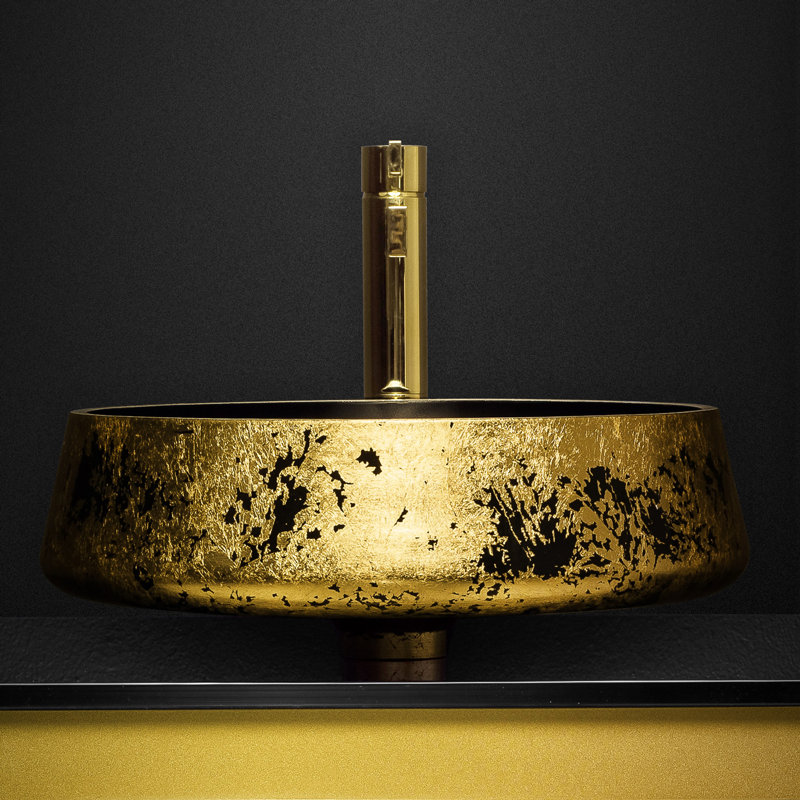 Exte 16.5'' L Bathroom Sink, Black-Gold