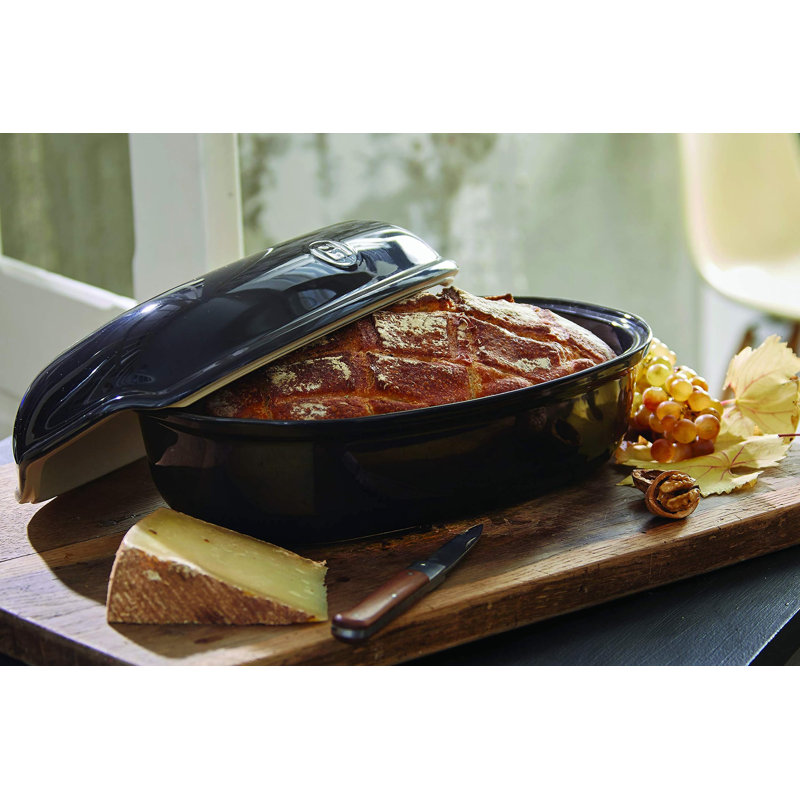 Emile Henry Ceramic Non-Stick Dishwasher Safe Artisan Bread Baker, Charcoal