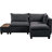 Latitude Run® Dark Grey Fabric Sectional Loveseat Ottoman with USB Storage Console Table-111924860