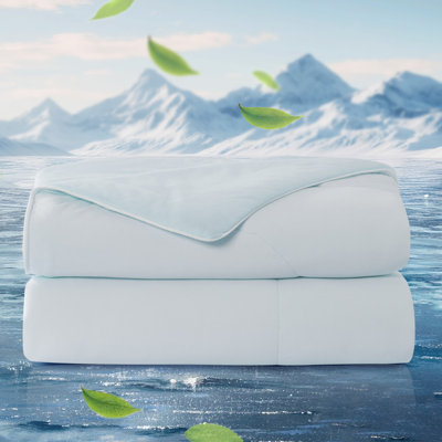 Natural Fiber Viscose Cooling Comforter Reversible Silky Smooth Cooling Blanket for Hot Sleepers & Night Sweats