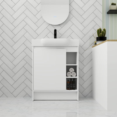 Meuble-lavabo autoportant de 28 po avec porte à fermeture douce