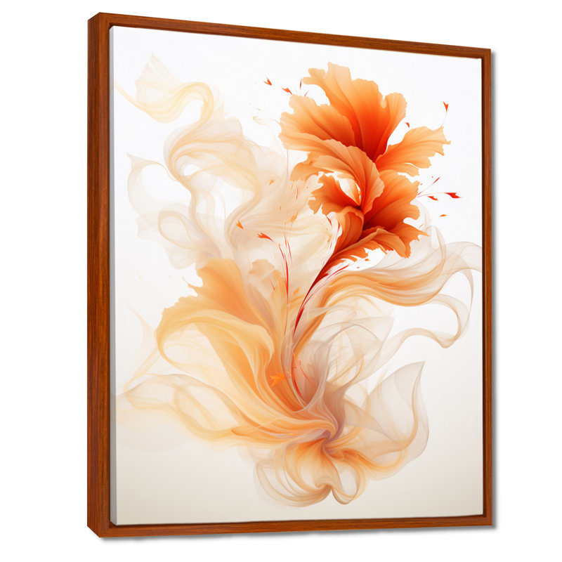 Watercolor Modern Floral In Orange - Abstract Encre liquide, impressions encadrées, H 44 po x l 34 po x P 1,5 po