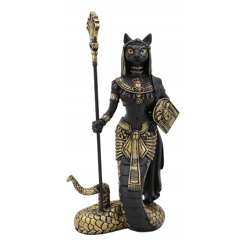 Goodhil Handmade Resin Figurine / Sculpture Decorative Object, Black/Gold