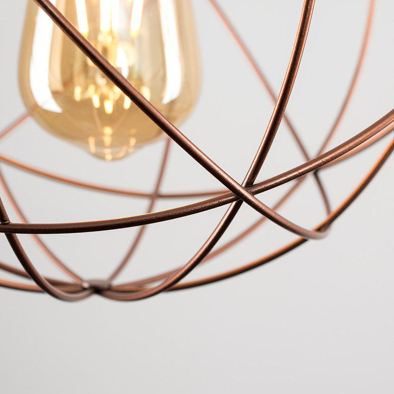 Rutherford 24.5cm H Metal Round Pendant Shade ( Clip On ), Copper, No