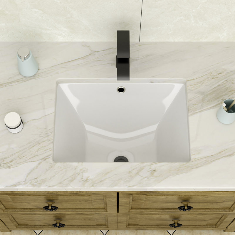 Lavabo de salle de bain encastrable rectangulaire en céramique blanche L 18 po x l 13 po