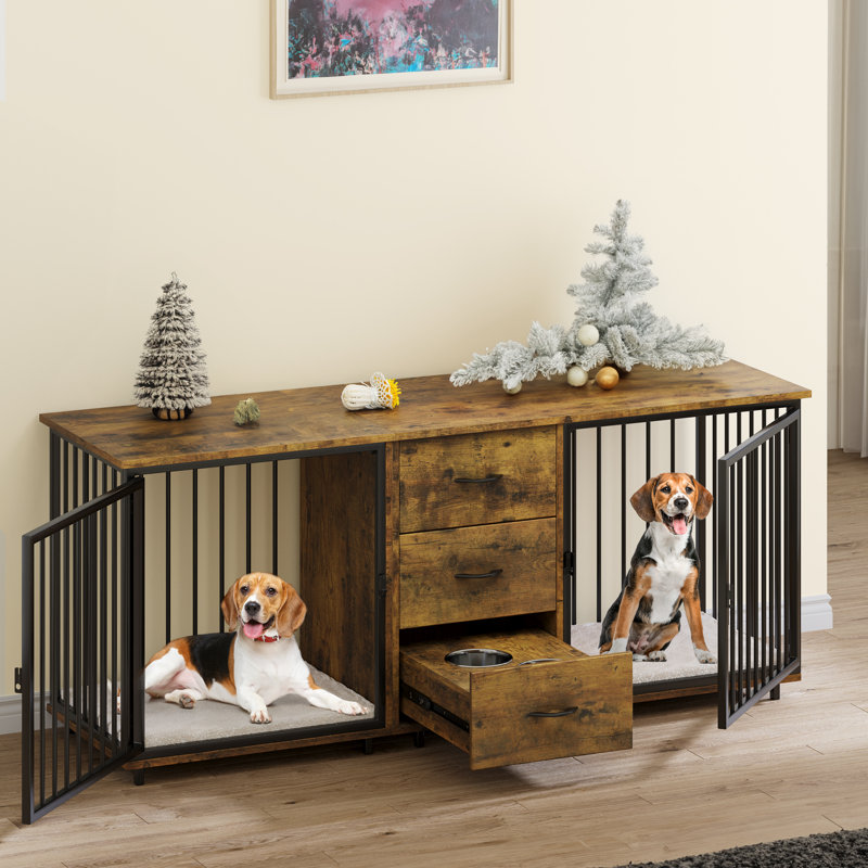 Grande caisse pour chien avec tiroirs l 74,4 "2-en-1