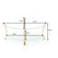 Table basse moderne ovale en verre avec structure en métal doré et rangement double couche pour le salon-2086526345