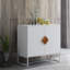 Buffet 2 portes en bois massif avec poignée carrée - construction E1 et en fer, peu encombrant pour la salle de bain, la cuisine, le meuble télé et une tablette à l'intérieur