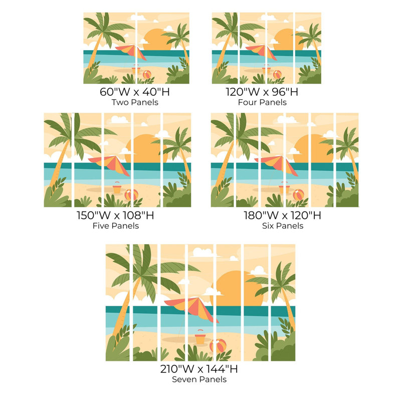 Papier peint de qualité supérieure - scène de coucher de soleil sur la plage, L 108 po x l 150 po