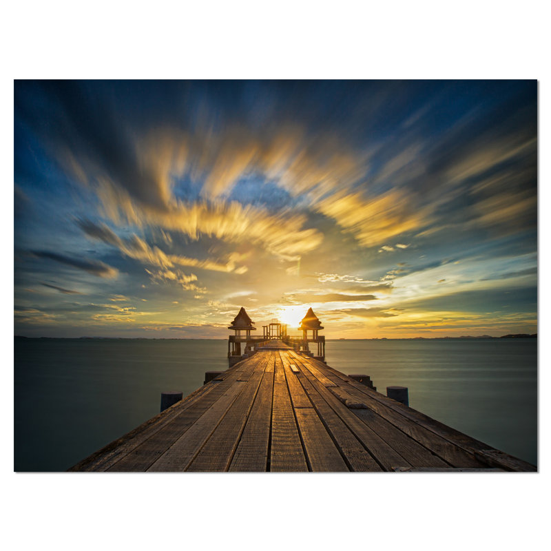 « bridge en bois », reproduction de photo sur toile tendue "the spectaculaire sky", H 30 po x l 40 po x P 1 po
