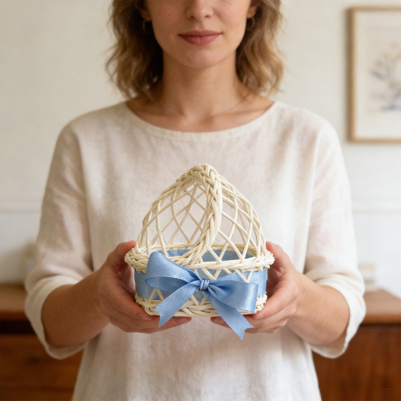  Ornement en rotin de Pâques tissé à la main, Blue