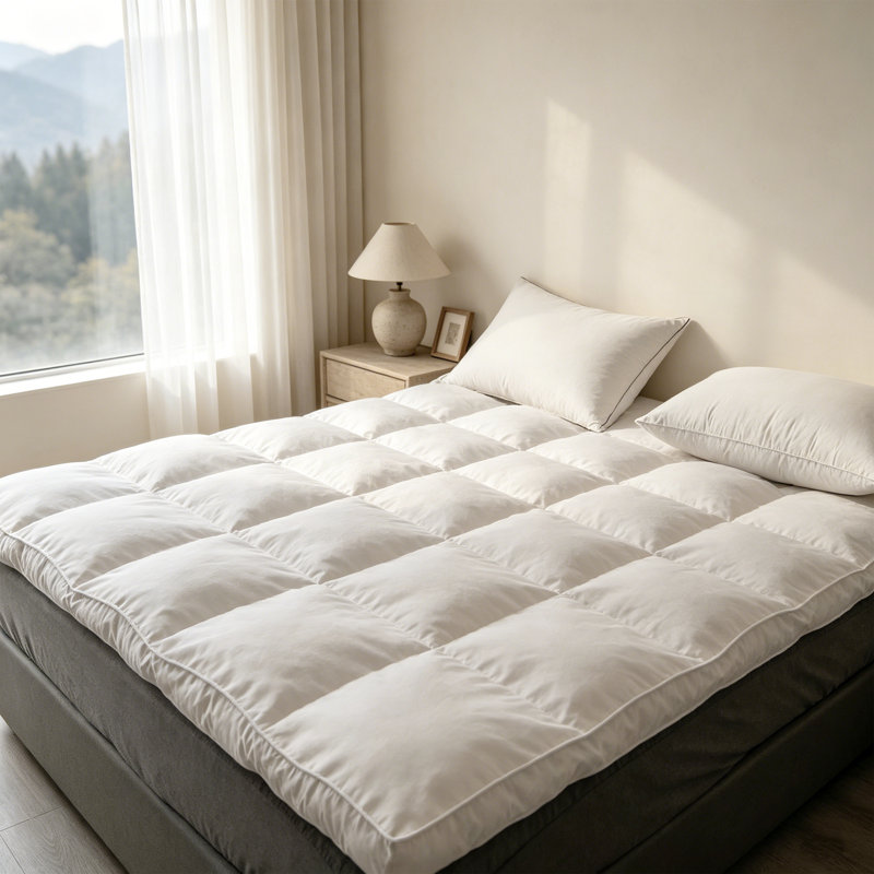 2 Inch Mattress Topper Cal-King Size - Extra Thick Mattress Pad Cover - Pillow Top Corner Straps With Breathable 7D Hyper-Soft Fiber Filling Cooling Mattress Cover