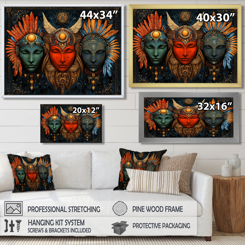 Mystic Legacy of Folk Religions I - art mural africain, Toile tendue, Ne s’applique pas, H 24 po x l 32 po