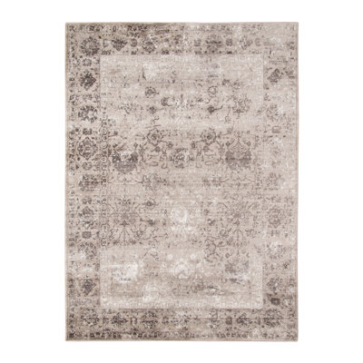 Candace Traditional Bordered Premium Polyester High-Low Performance Area Rug