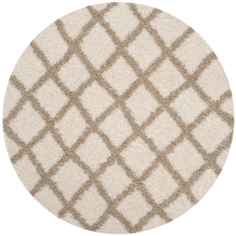 Lapidge Geometric Ivory Area Rug, Round 6'
