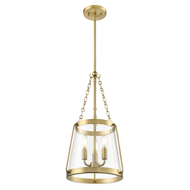 Adabella 11.75" 3-Light Pendant - Vintage Brass, 21.75" H x 11.75" W x 11.75" D, Brass, 3 Lights