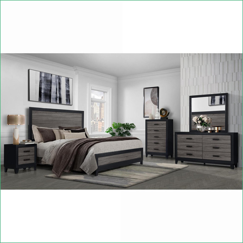 Soluto Urban Farmhouse 2-Drawer Rustic Gray Nightstand