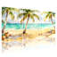 Palmiers, plage tropicale, palmiers et tapis, ensemble de 3 impressions sur toile-1653266552