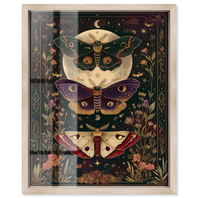 «Messagers of the Moon I Shadowbox Print», décoration d'Halloween par Art Remedy, cadre blond, 20 x 24