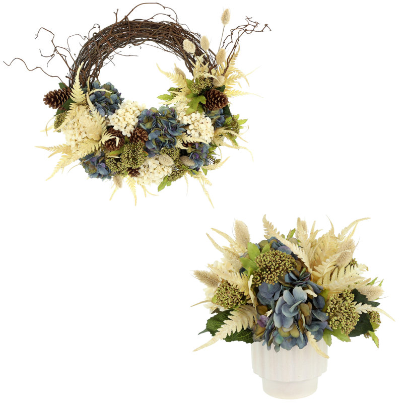 Fall Wreath and Floral Arrangement Bundle