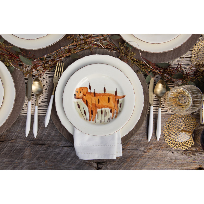 Ares Gold and White Stainless Steel 5-Piece Place Setting