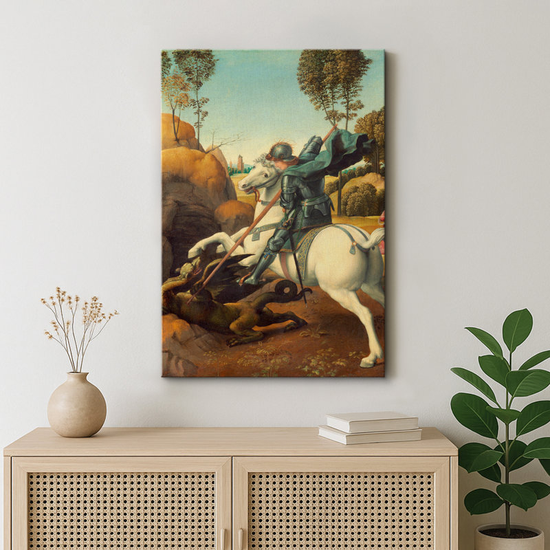 Saint George and the Dragon, œuvre d'art classique classique, images de combats de chevaliers médiévaux, impression sur toile encadrée