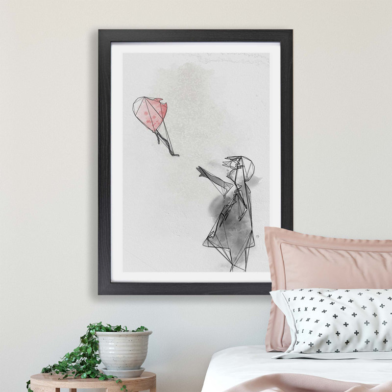 Balloon Girl - Framed Print, Black, 24cm H x 33cm W x 2cm D