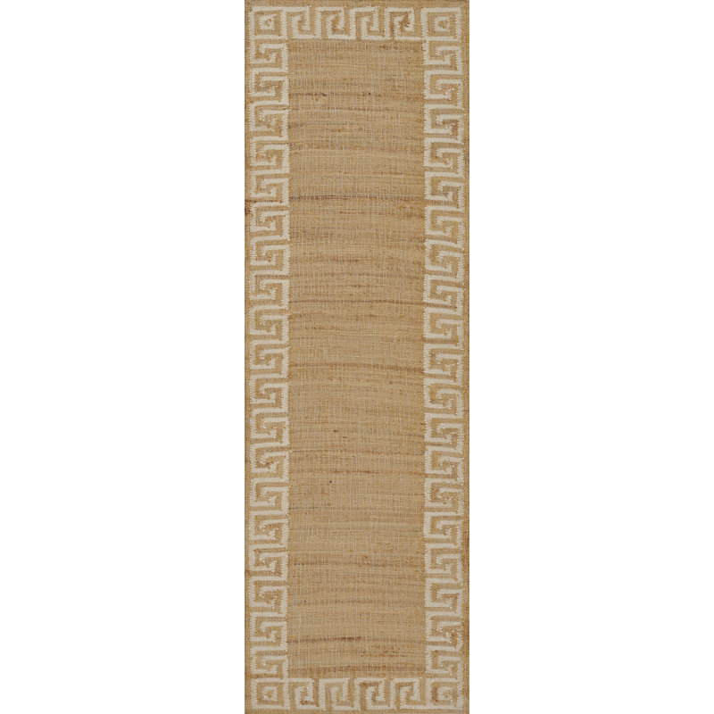 Erin Gates by Momeni Orchard Greek Key Jute and Wool Hand Woven Ivory Area Rug, Rectangle 8' x 10'