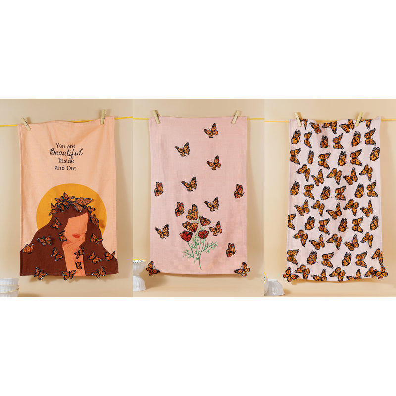 The Monarch's Garden Artisan Kitchen Tea Towel Set of 3