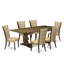 Ensemble de table de salle à manger 7 pièces composé d'une table de salle à manger rectangulaire avec rallonge amovible et 6 chaises de salle à manger Parson en tissu brun, patiné Jacobean-1437975338-1437975339-1437975329