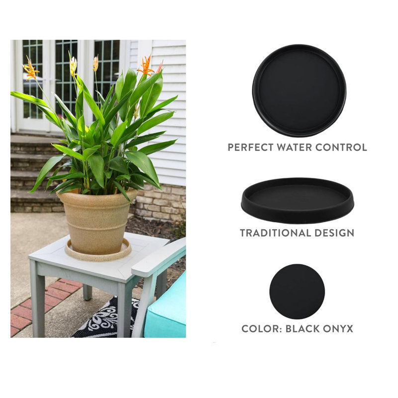 Terrazzo Plant Saucer, 1.35" H x 15.25" W x 15.25" D, Black
