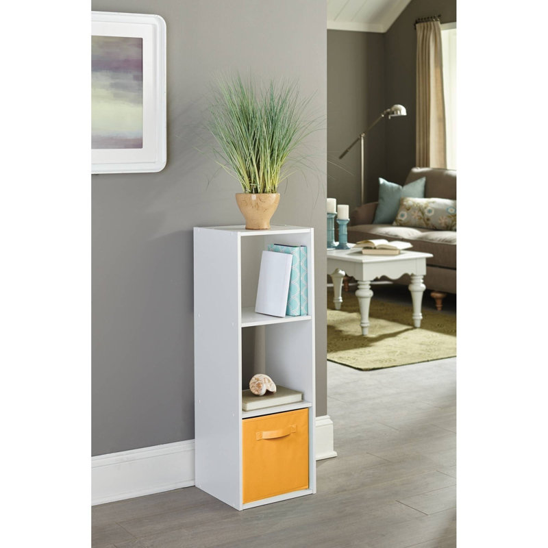 Cubeicals Fabric Basket 28cm Collapsible Storage Cube Drawer with Pull Handle, Orange Cream