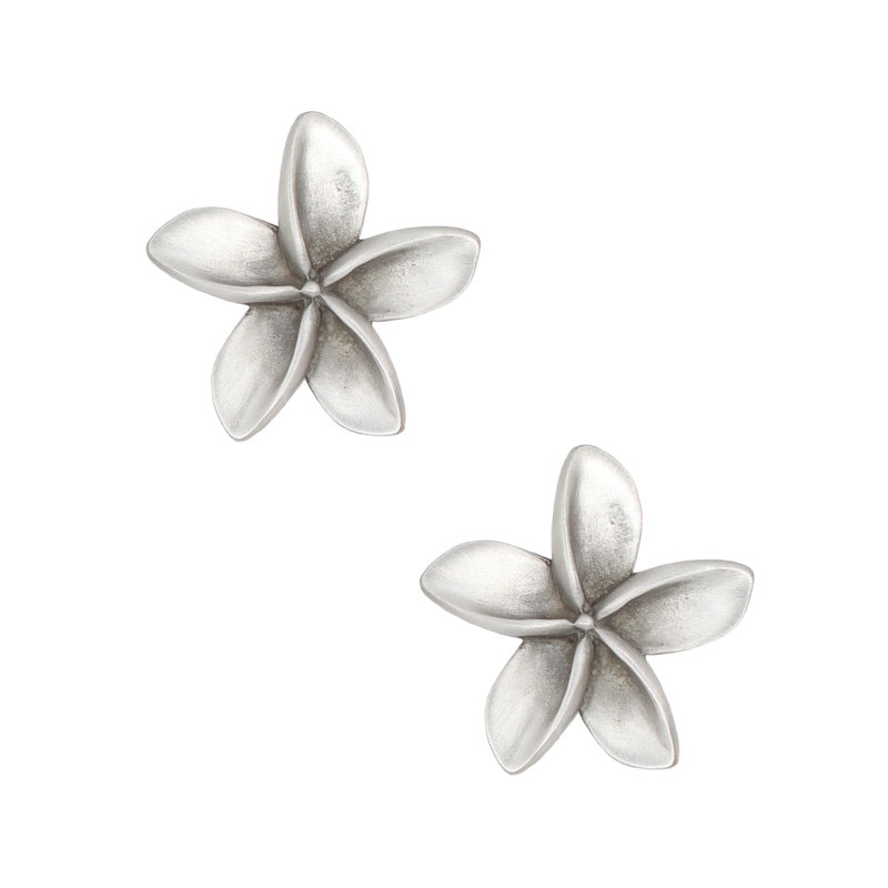 2" Plumeria Flower Medium Knob, Brushed Nickel, 1.75" L x 1.75" W, 2