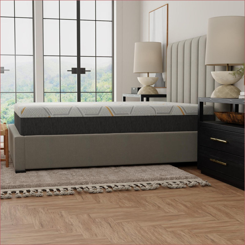 Mattresses 12" Copper Gel Cooling Memory Foam King with Edge Support, Air Grid Base &amp; Washable Cover | Grey | Foam, King
