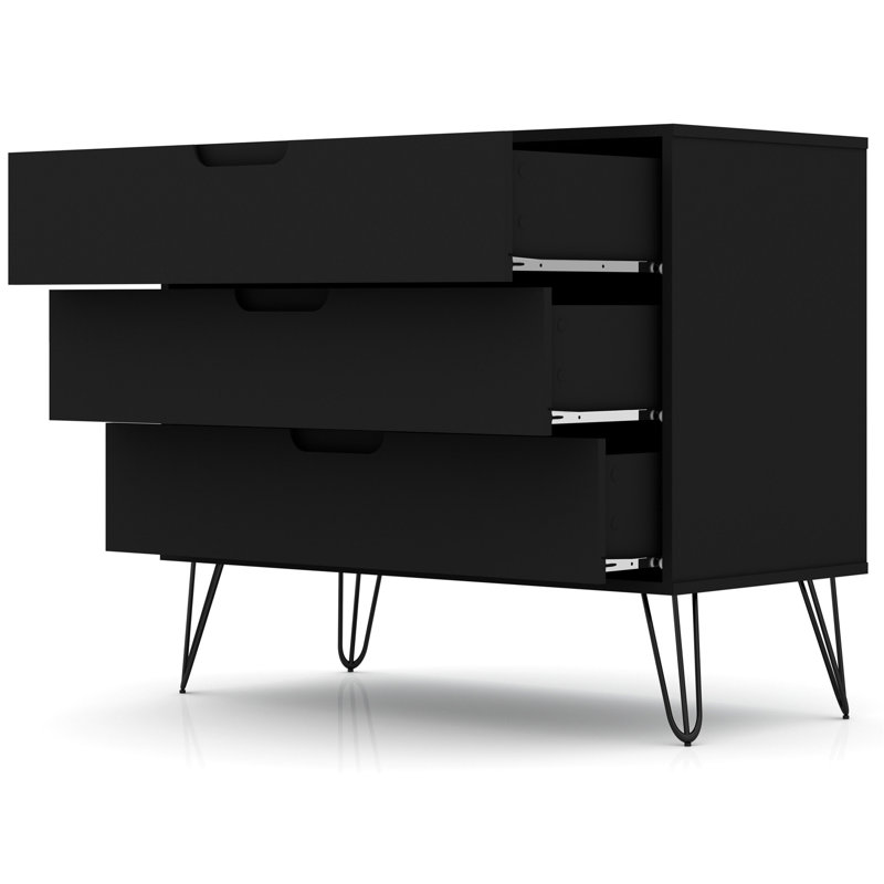 Commode 35 po Rockefeller en noir (3 tiroirs), Noir