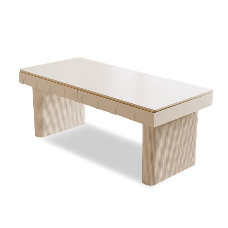 Modern Minimalist Rock - Slab Desk: Cream Aesthetic & Use, 29.53" H x 39.37" W x 23.62" D