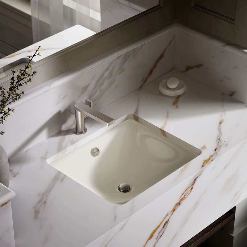 Iron Plains Dual-Mount Bathroom Sink, Biscuit