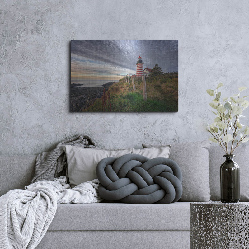 Mur de métal Breakwater Bay «West Quoddy Head Light» par Rick Berk, H 24 po x l 36 po