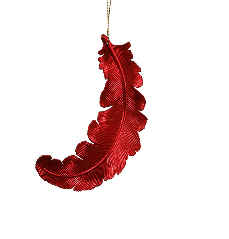 Ornement de Noël incassable de plume, rouge chaud