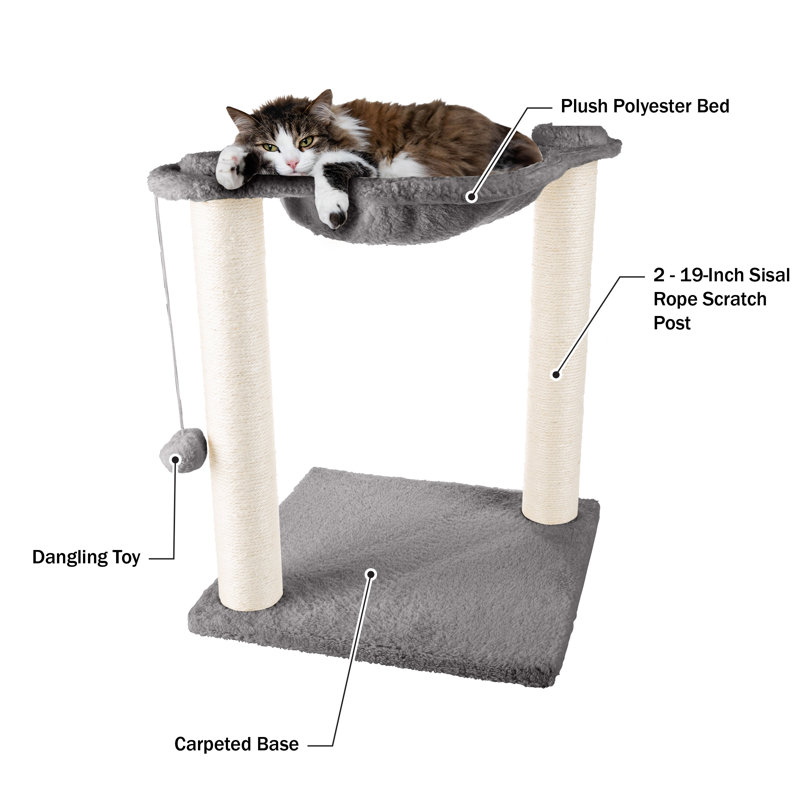 PETMAKER Cat Hammock with Scratching Posts, White/Gray